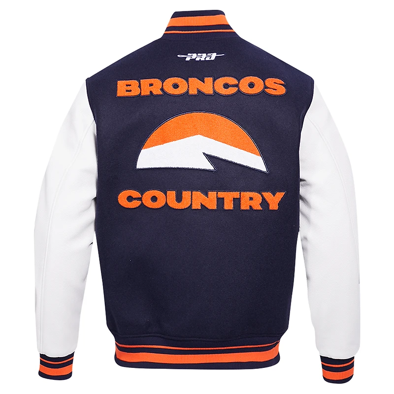 Men's Pro Standard  Navy Denver Broncos Classic Wool Varsity Full-Snap Jacket