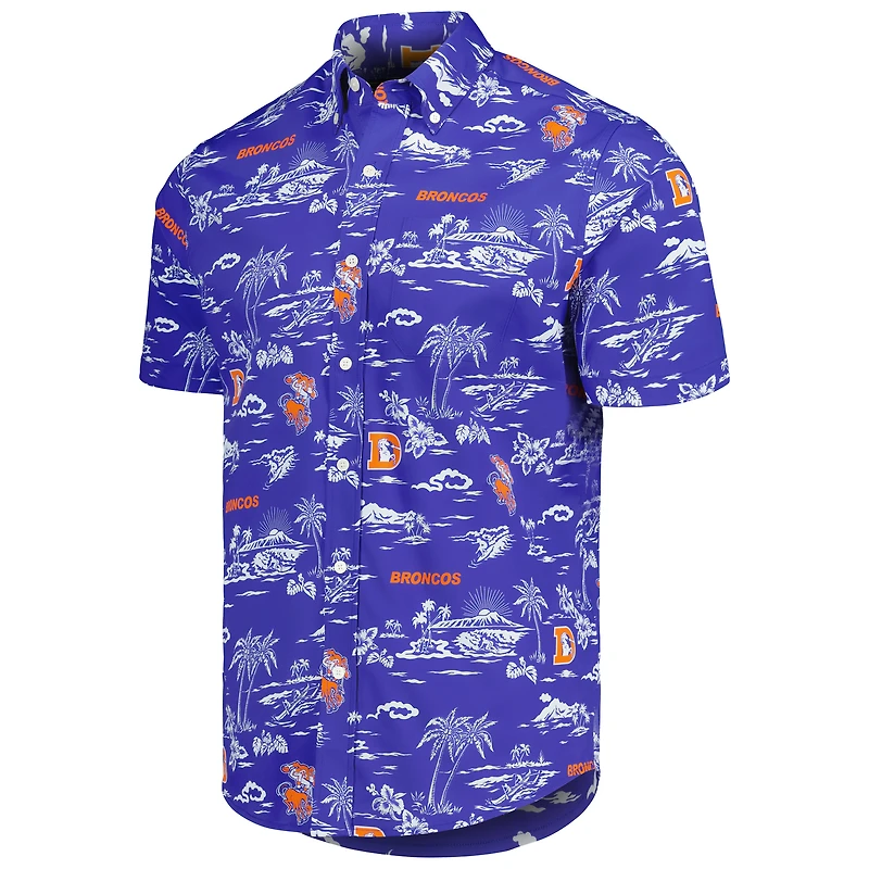 Men's Reyn Spooner Royal Denver Broncos Throwback Kekai Print Button-Up Shirt