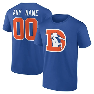 T-shirt authentique classique personnalisé avec nom et numéro de l'équipe des Broncos Denver, bleu royal