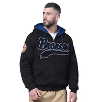 Sweat à capuche zippé double noir pour homme des Denver Broncos Big Shot Throwback