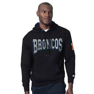 Men's Starter Black Denver Broncos Thursday Night Gridiron Hoodie with Vintage Logo