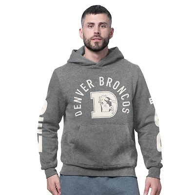 Men's Starter Charcoal Denver Broncos Handoff Vintage Logo Fleece Hoodie Sweatshirt