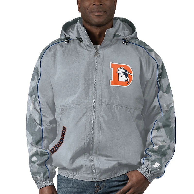 Veste entièrement zippée Starter Grey Denver Broncos Thursday Night Gridiron Throwback pour hommes