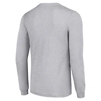 T-shirt chiné à manches longues pour homme, gris chiné, avec logo demi-casque des Denver Broncos