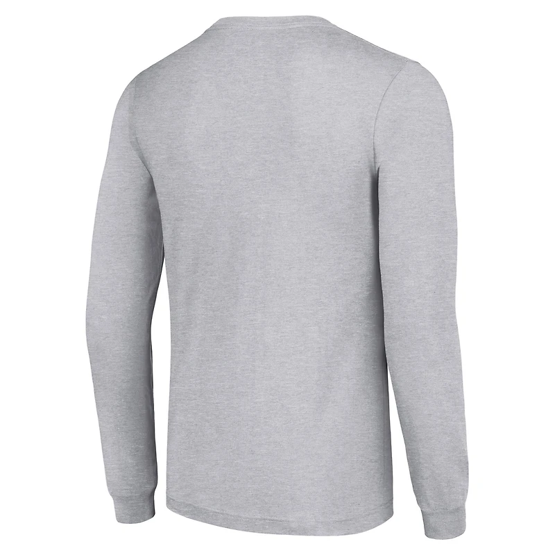 T-shirt à manches longues gris chiné pour homme avec logo des Broncos de Denver