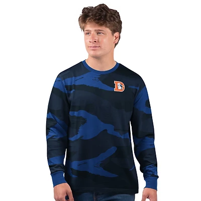 T-shirt à manches longues pour homme avec logo vintage Starter bleu marine/bleu royal Denver Broncos Thursday Night Gridiron