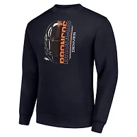 Sweat-shirt en polaire tri-blend bleu marine pour homme, motif demi-casque des Denver Broncos