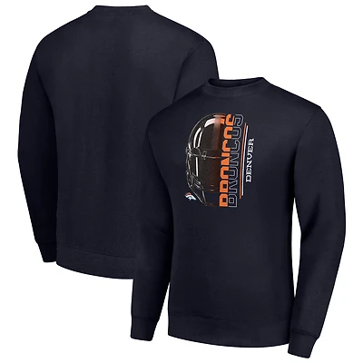 Sweat-shirt en polaire tri-blend bleu marine pour homme, motif demi-casque des Denver Broncos