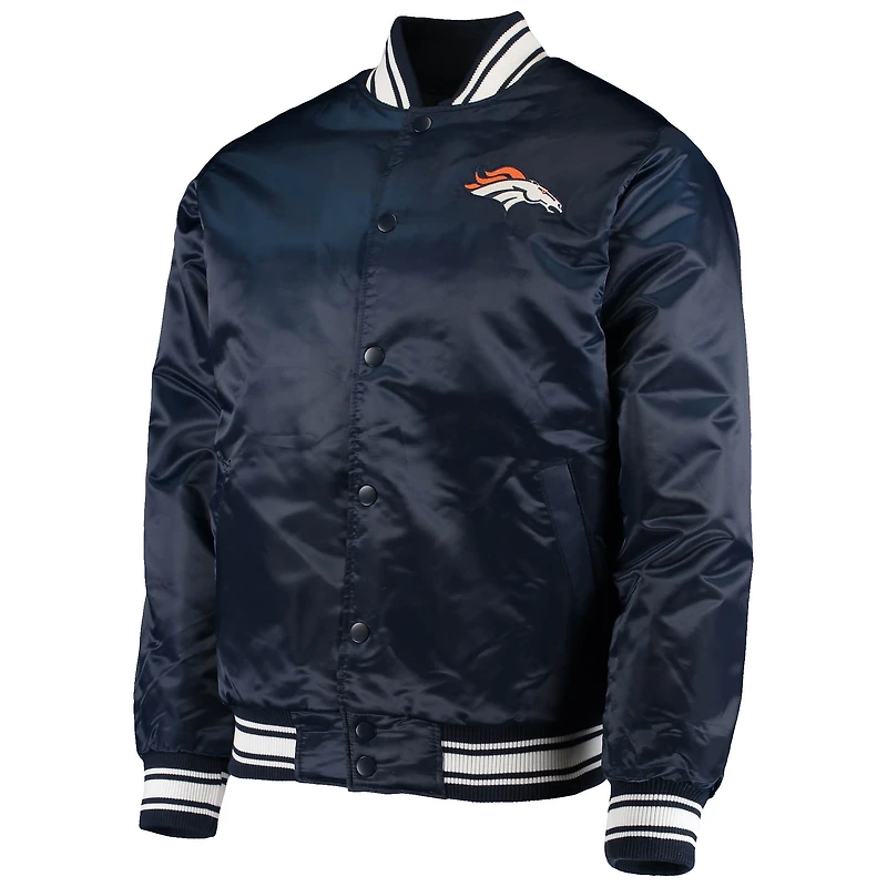 Veste à boutons-pression intégrale en satin pour hommes des Broncos de Denver Starter bleu marine