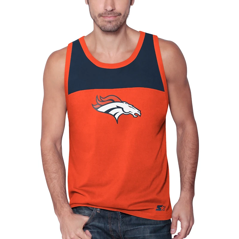 Débardeur Starter orange/marine Denver Broncos Touchdown Fashion pour homme