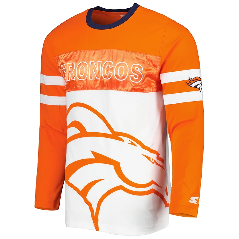 T-shirt à manches longues Starter orange/blanc Denver Broncos pour homme