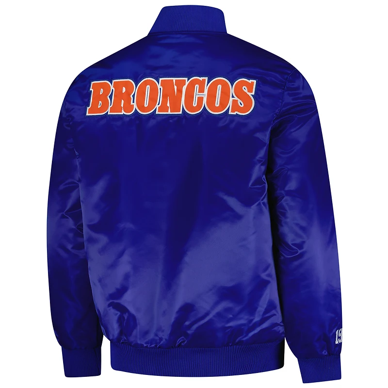 Men's Starter Royal Denver Broncos Exclusive Satin Full-Snap Varsity Jacket
