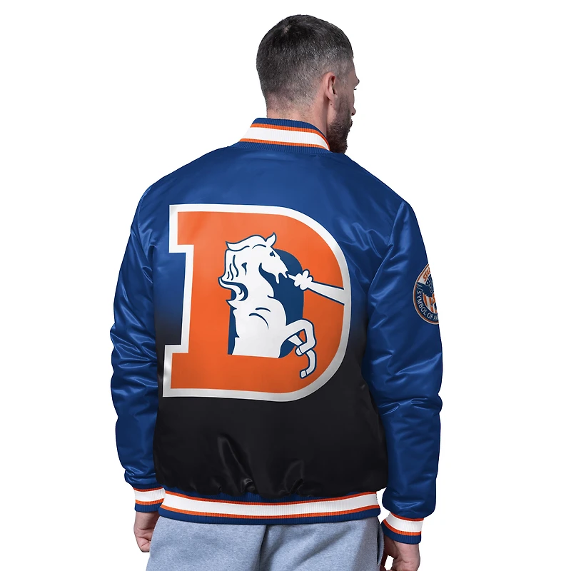 Veste rétro à boutons-pression pour homme des Denver Broncos Starter Royal Pass Rush Varsity
