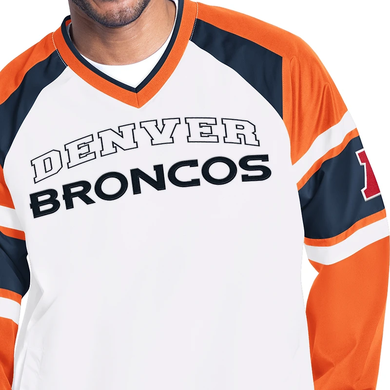 Veste pull raglan Starter blanche pour homme, modèle Denver Broncos Infield Play