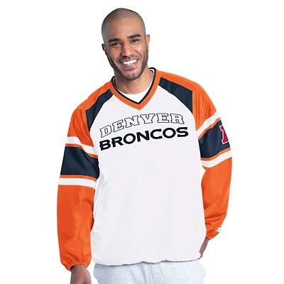 Men's Starter White Denver Broncos Infield Play Raglan Pullover Jacket