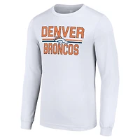 T-shirt à manches longues blanc imprimé graphique de l'équipe des Denver Broncos pour homme