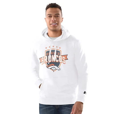 Sweat à capuche vintage blanc Denver Broncos Starter pour homme