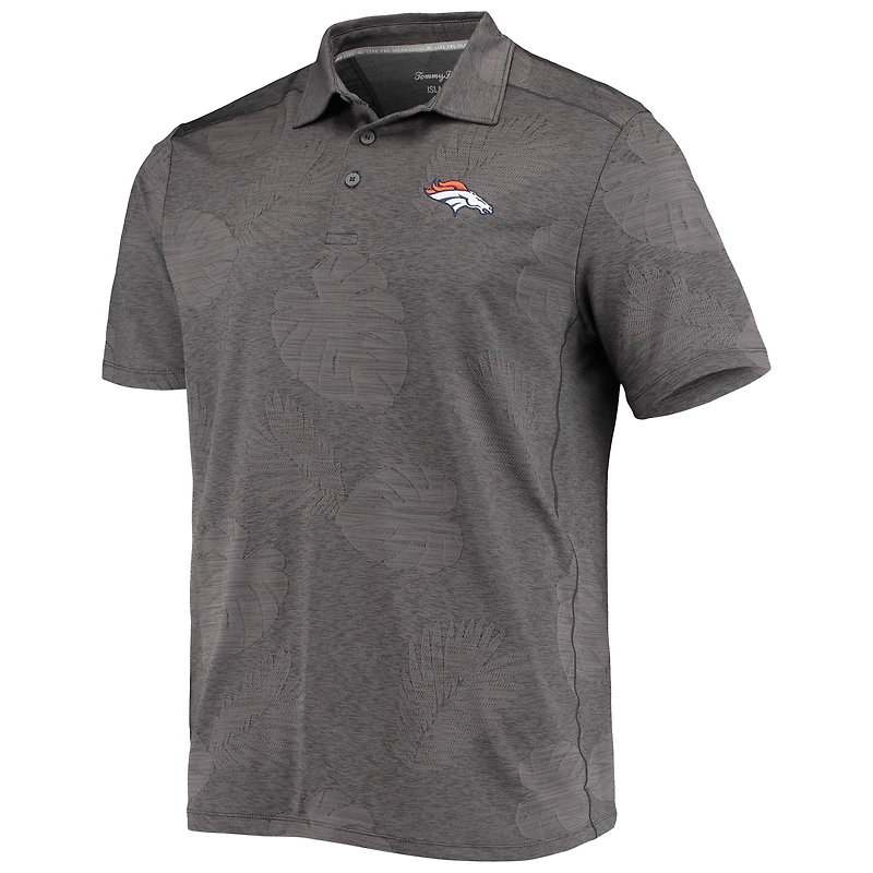 Polo Tommy Bahama Charcoal Denver Broncos Palm Coast Delray Frond Allover IslandZone pour homme