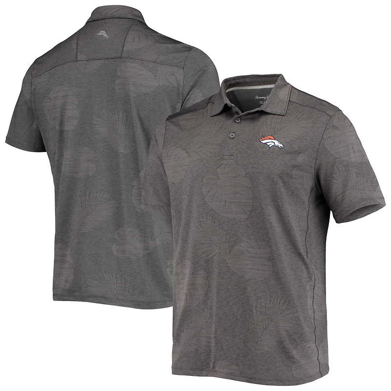 Polo Tommy Bahama Charcoal Denver Broncos Palm Coast Delray Frond Allover IslandZone pour homme