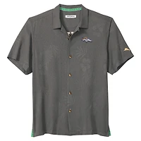Chemise boutonnée Tommy Bahama grise pour homme, motif capture du jour des Denver Broncos, IslandZone