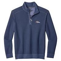 Pull Tommy Bahama bleu marine Denver Broncos Sport Tobago à demi-zip pour homme