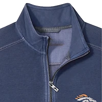 Pull Tommy Bahama bleu marine Denver Broncos Sport Tobago à demi-zip pour homme