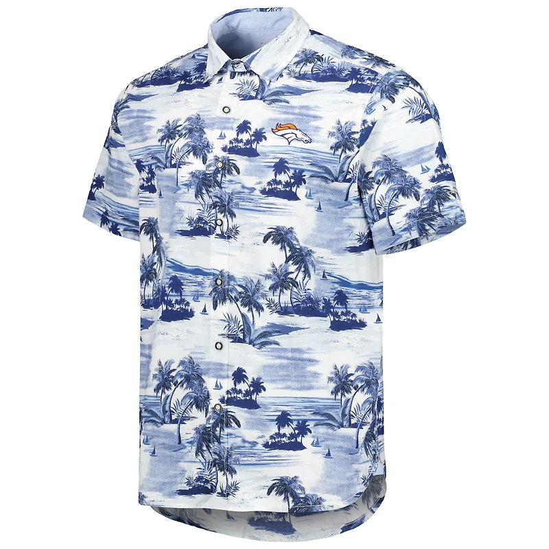 Chemise boutonnée Tommy Bahama Denver Broncos Sport Tropical Horizons pour homme, bleu marine