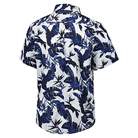 Chemise boutonnée Tommy Bahama bleu marine Denver Broncos Sunnyvale Blooms Camp pour homme