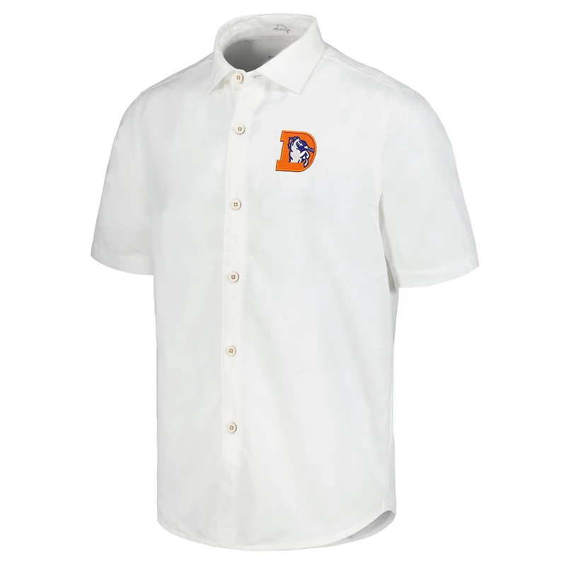 Chemise de camp boutonnée Tommy Bahama pour hommes Denver Broncos Sport Coconut Point Palm Vista IslandZone