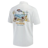 Chemise boutonnée Tommy Bahama pour hommes Denver Broncos Tide Breaker IslandZone Camp blanche