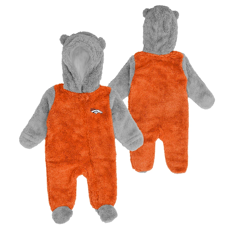 Nouveau-né et nourrisson orange/gris Denver Broncos Game Nap Teddy Fleece Bunting - Full-Zip Sleeper