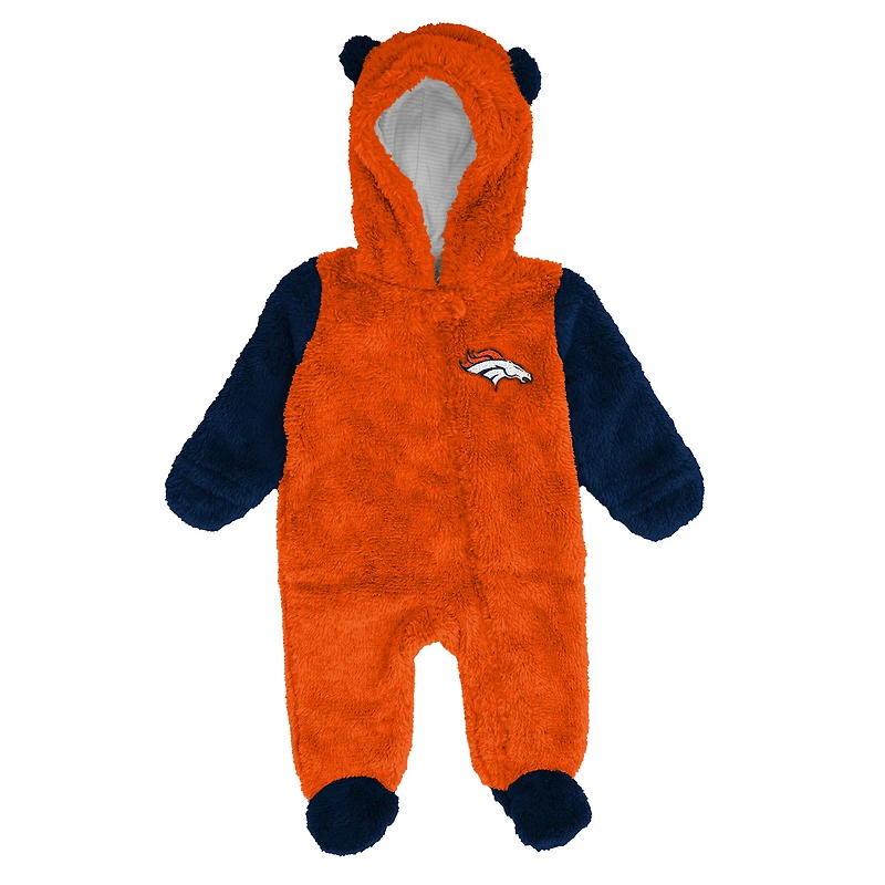 Grenouillère polaire orange Denver Broncos Stay Napping pour nouveau-nés et nourrissons avec fermeture éclair intégrale