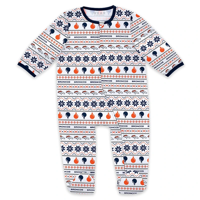 Newborn & Infant WEAR by Erin Andrews Denver Broncos Allover Print Full-Zip Sleeper Bib Set