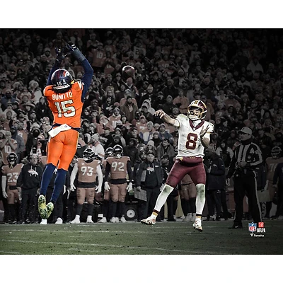 Nik Bonitto Denver Broncos Unsigned 2025 Week 13 Swatted Pass Spotlight Photograph