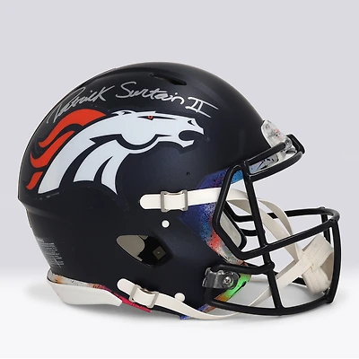 Patrick Surtain II Denver Broncos Autographed Riddell 2024 Speed Authentic Helmet - Art by Shawn Voelker - NF70444437