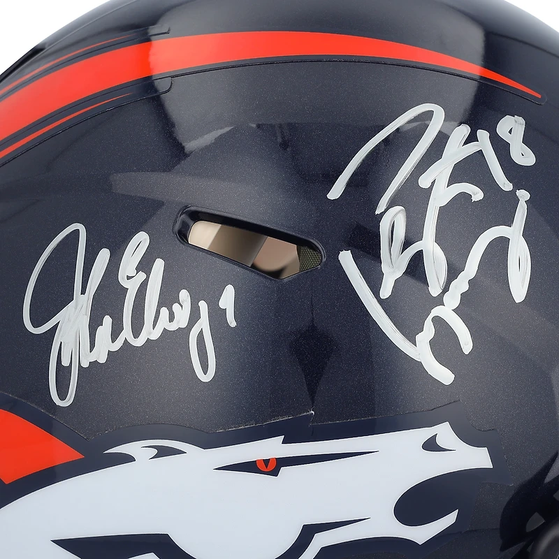Casque Riddell Speed Authentic rétro 1997-2023 autographié par Peyton Manning et John Elway des Broncos de Denver