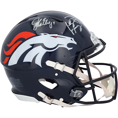 Casque Riddell Speed Authentic rétro 1997-2023 autographié par Peyton Manning et John Elway des Broncos de Denver