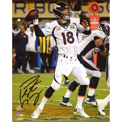 Peyton Manning Denver Broncos dédicacé 8" x 10" Super Bowl 50 Champions Action Photographie verticale