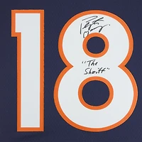 Maillot bleu marine Mitchell & Ness Legacy 2015 dédicacé par Peyton Manning des Denver Broncos avec inscription « The Sheriff »