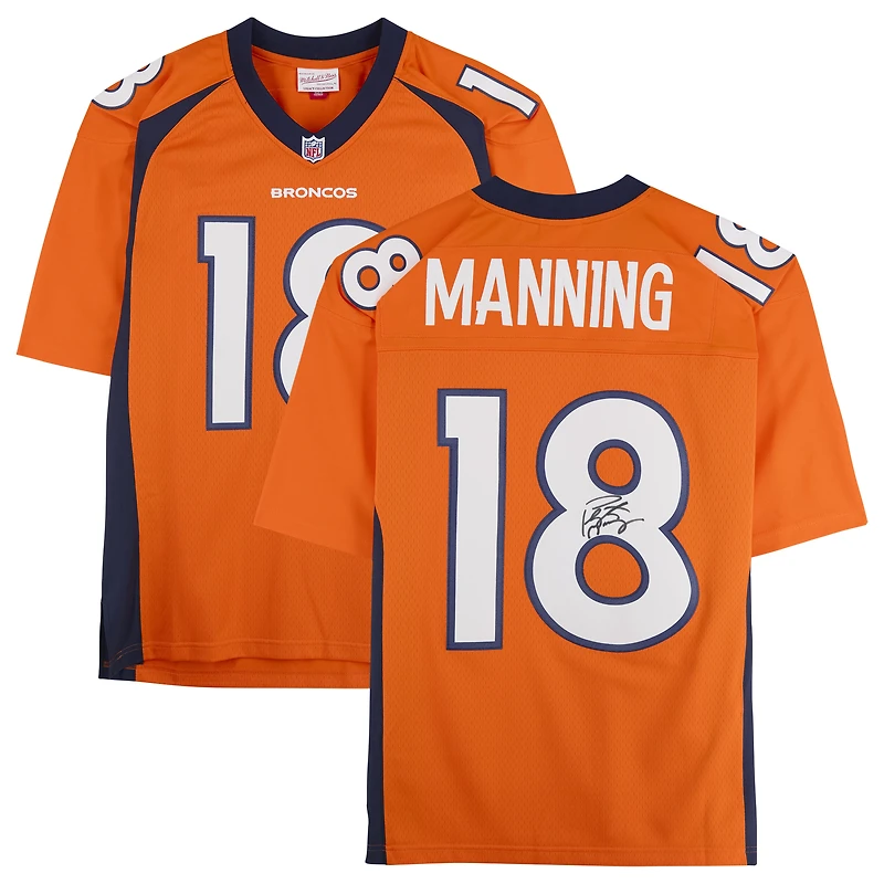 Maillot orange Mitchell & Ness Legacy 2015 dédicacé par Peyton Manning des Denver Broncos