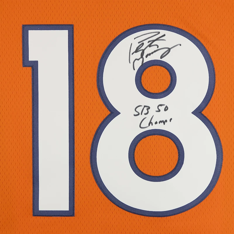 Peyton Manning Denver Broncos Autographed Orange Mitchell & Ness 2015 Legacy Jersey with "SB 50 Champs" Inscription 