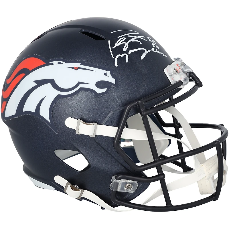 Casque Riddell Speed ​​Replica 2024 autographié par Peyton Manning (Denver Broncos) avec inscription « SB 50 Champs »
