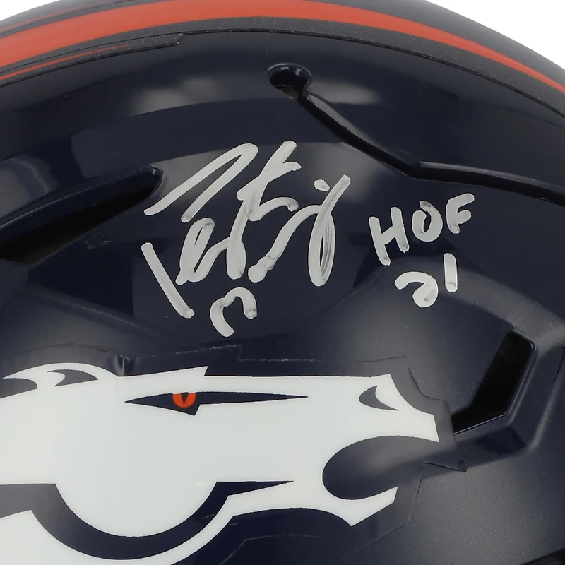 Casque authentique Riddell Speed ​​Flex autographié par Peyton Manning des Denver Broncos avec inscription « HOF 21 »