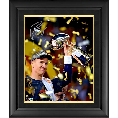 Peyton Manning Denver Broncos Framed Autographed 16" x 20" Super Bowl 50 Champions Celebration Photograph