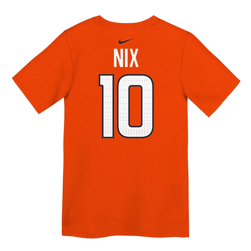 T-shirt Nike Bo Nix Orange Denver Broncos avec nom et numéro de joueur pour enfants d'âge préscolaire