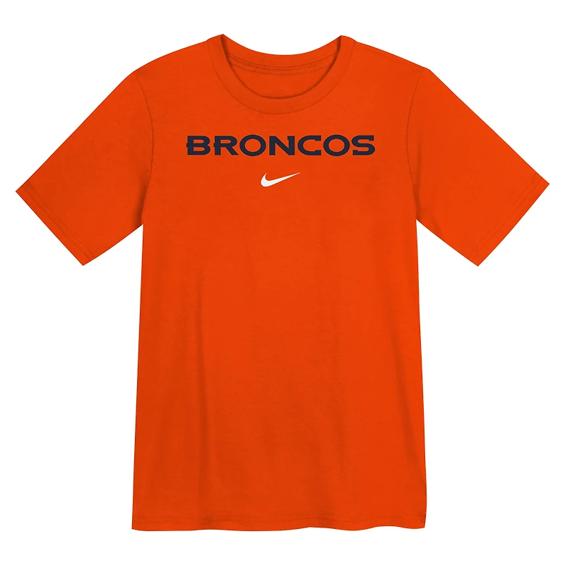 T-shirt Nike orange Denver Broncos Wordmark pour enfant
