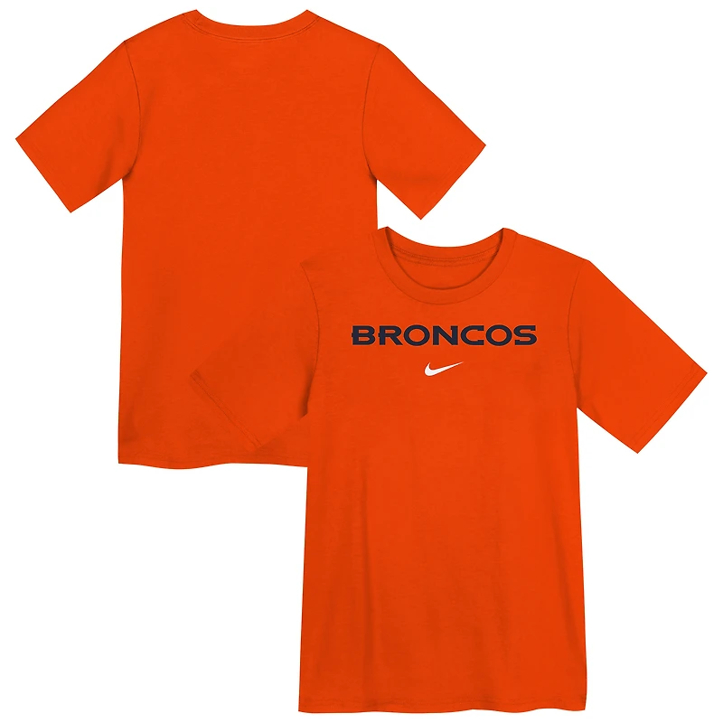 T-shirt Nike orange Denver Broncos Wordmark pour enfant