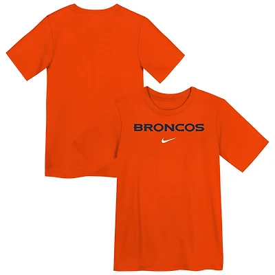T-shirt Nike orange Denver Broncos Wordmark pour enfant