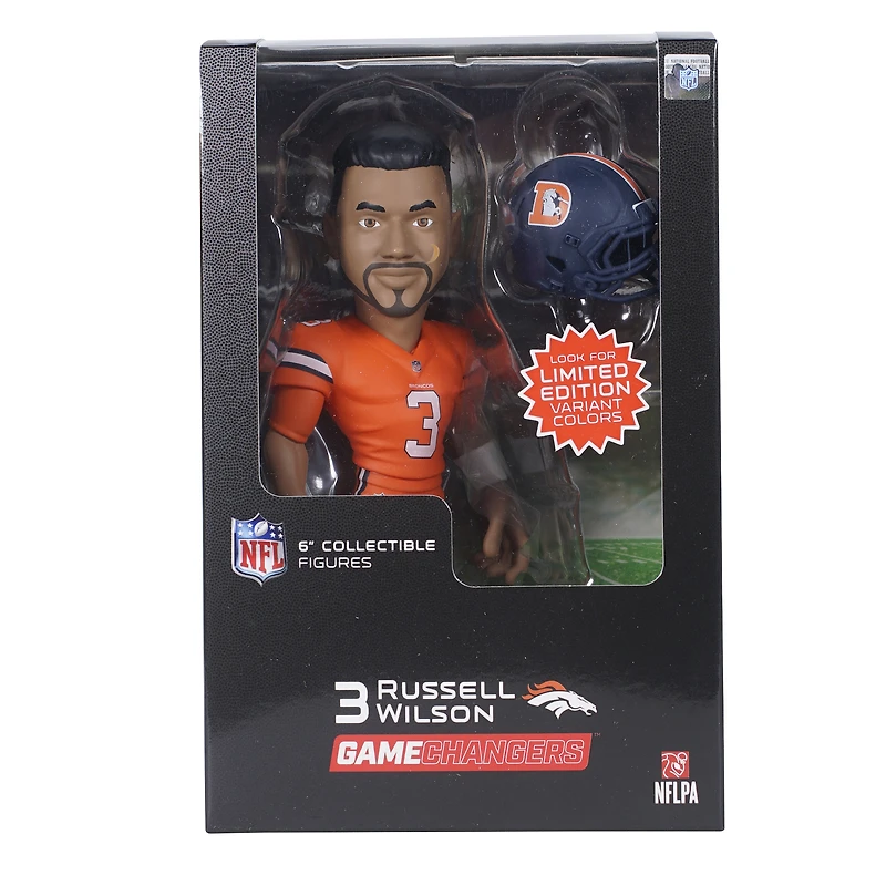 Figurine en vinyle 6" GameChanger de Russell Wilson Denver Broncos Series 2 - Recherchez des variantes de couleurs unies rares