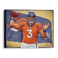 Impression giclée sur toile tendue de Russell Wilson Denver Broncos 20" x 24" - Conçue et signée par l'artiste Brian Konnick - Édition limitée à 25 exemplaires
